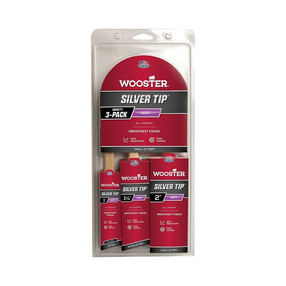 Wooster Silver Tip Soft Paint Brush Variety 3pk