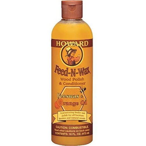 Howard Products FW0016 Feed-N-Wax Wood Polish and Conditioner, Beeswax &, 16 oz, Orange, 16 Fl Oz - The Paint People