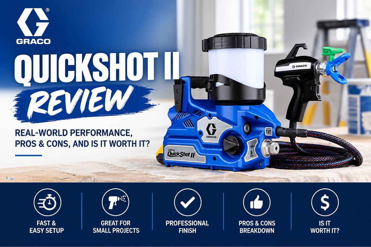 Graco QuickShot II cordless airless paint sprayer review for professional painting and fine finish applications