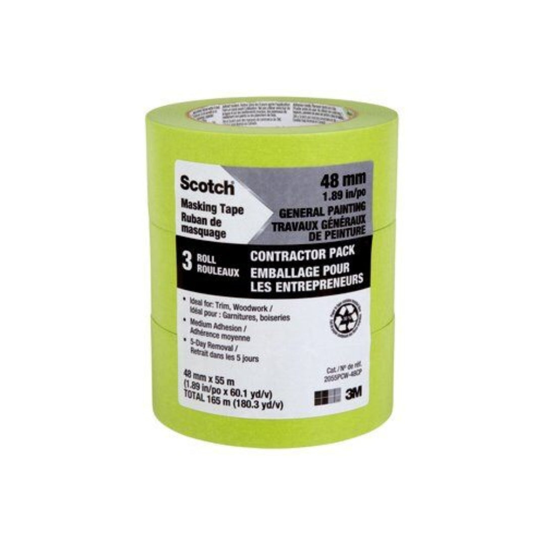 3M General Painting Green Painters Tape 2055, 2 inch-3pk - The Paint People