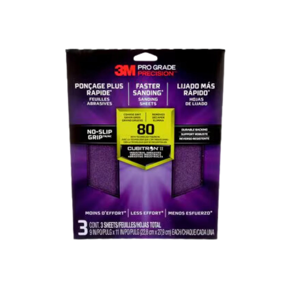 3M Pro Grade Precision Faster Sanding Sanding Sheets, 3-Pack