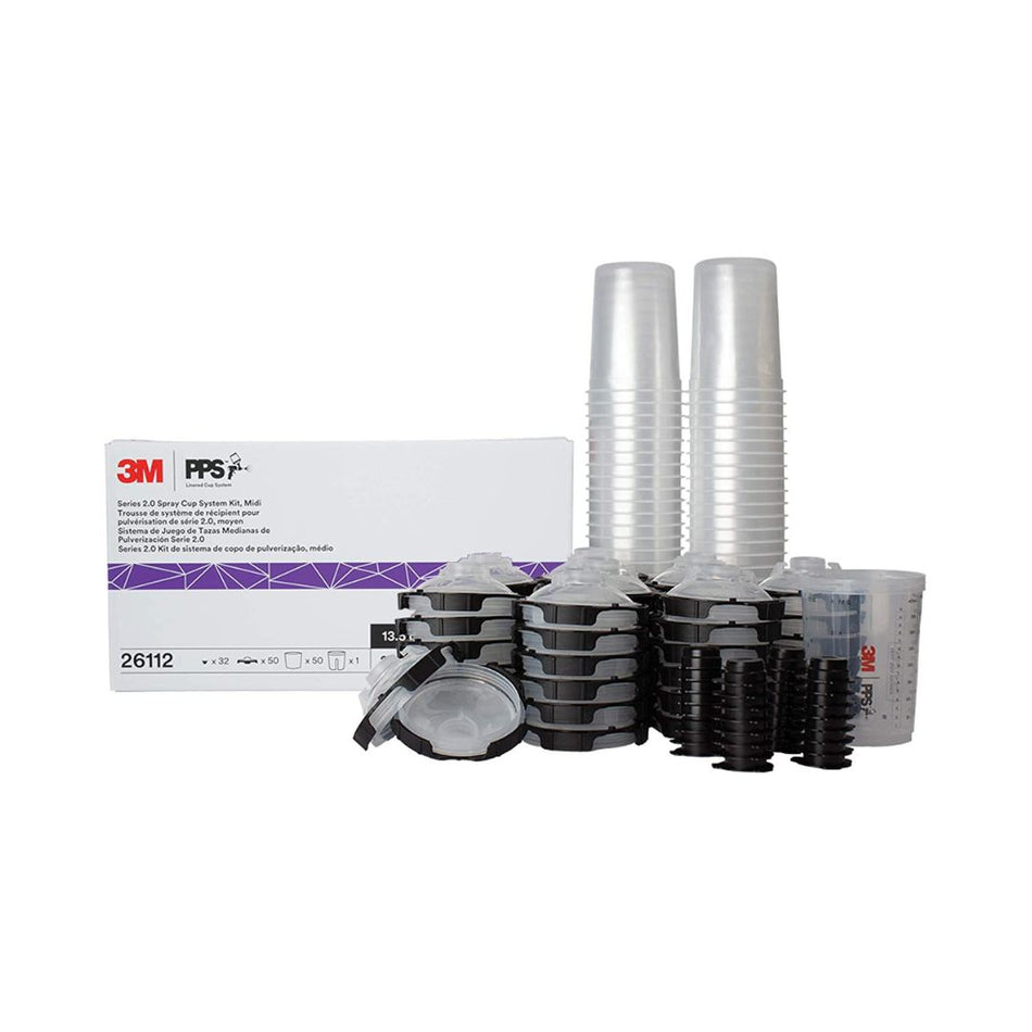 3M PPS Series 2.0 Midi Spray Cup Kit 26112 with 50 lids, 50 liners, reusable hard cup and sealing plugs