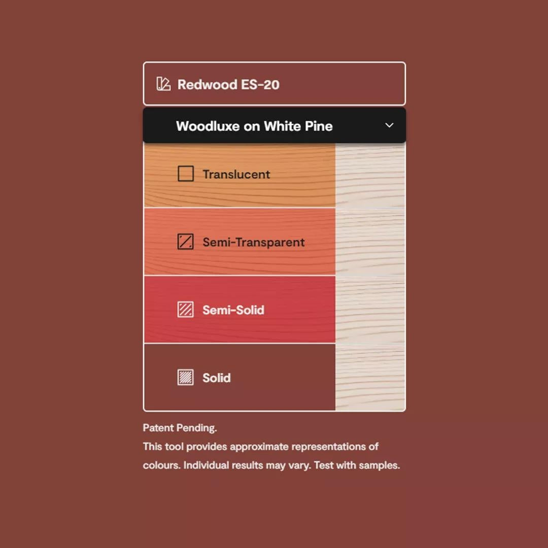 Woodluxe Water-Based Waterproofing Exterior Stain and Sealer - Translucent - Redwood ES-20, Visualizer