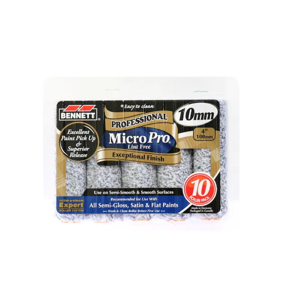 BENNETT 4 Inch Micro Pro Roller, 10mm, 10pk - The Paint People