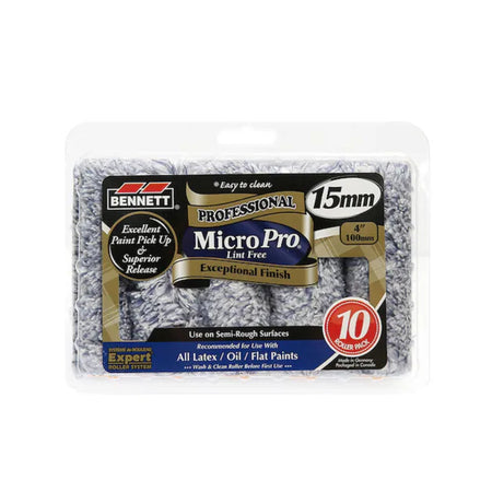 BENNETT 4 Inch Micro Pro Roller, 15mm, 10pk - The Paint People