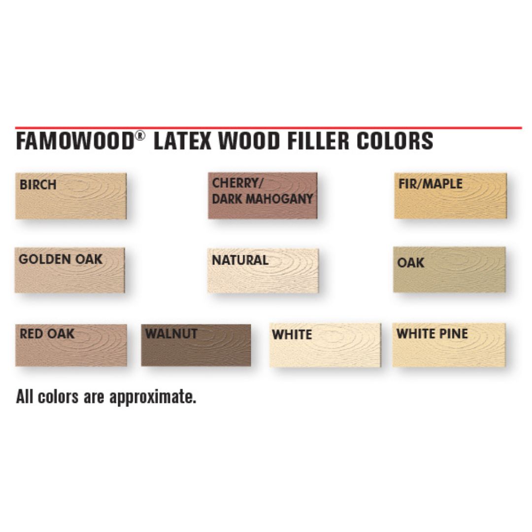 FAMOWOOD Latex Wood Filler Colour Chart - The Paint People
