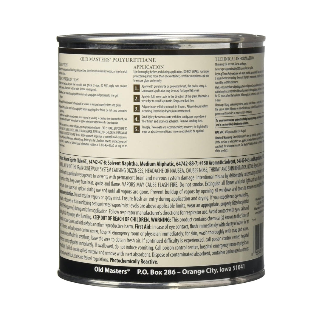 Old Masters Oil-Based Polyurethane, Back, 946ml - The Paint People