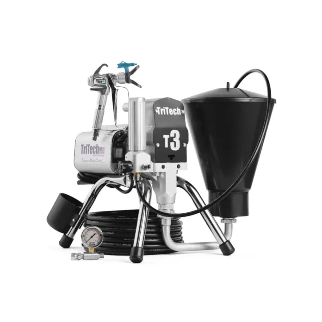 TriTech T3 fine finish airless sprayer with hopper. The Paint People