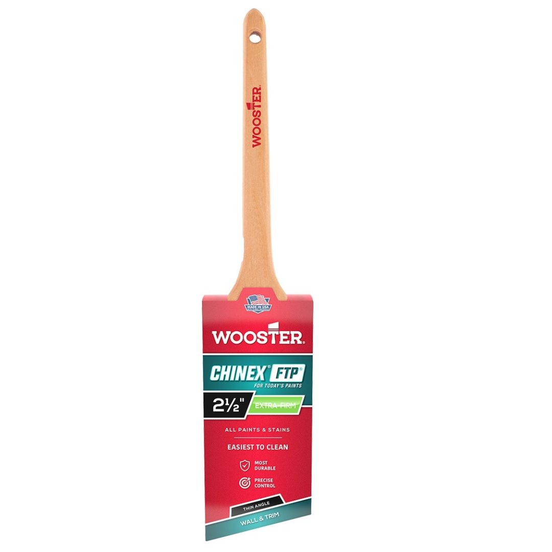 Wooster 4424 2-1/2" Chinex FTP Extra Firm Thin Angle Sash Paint Brush