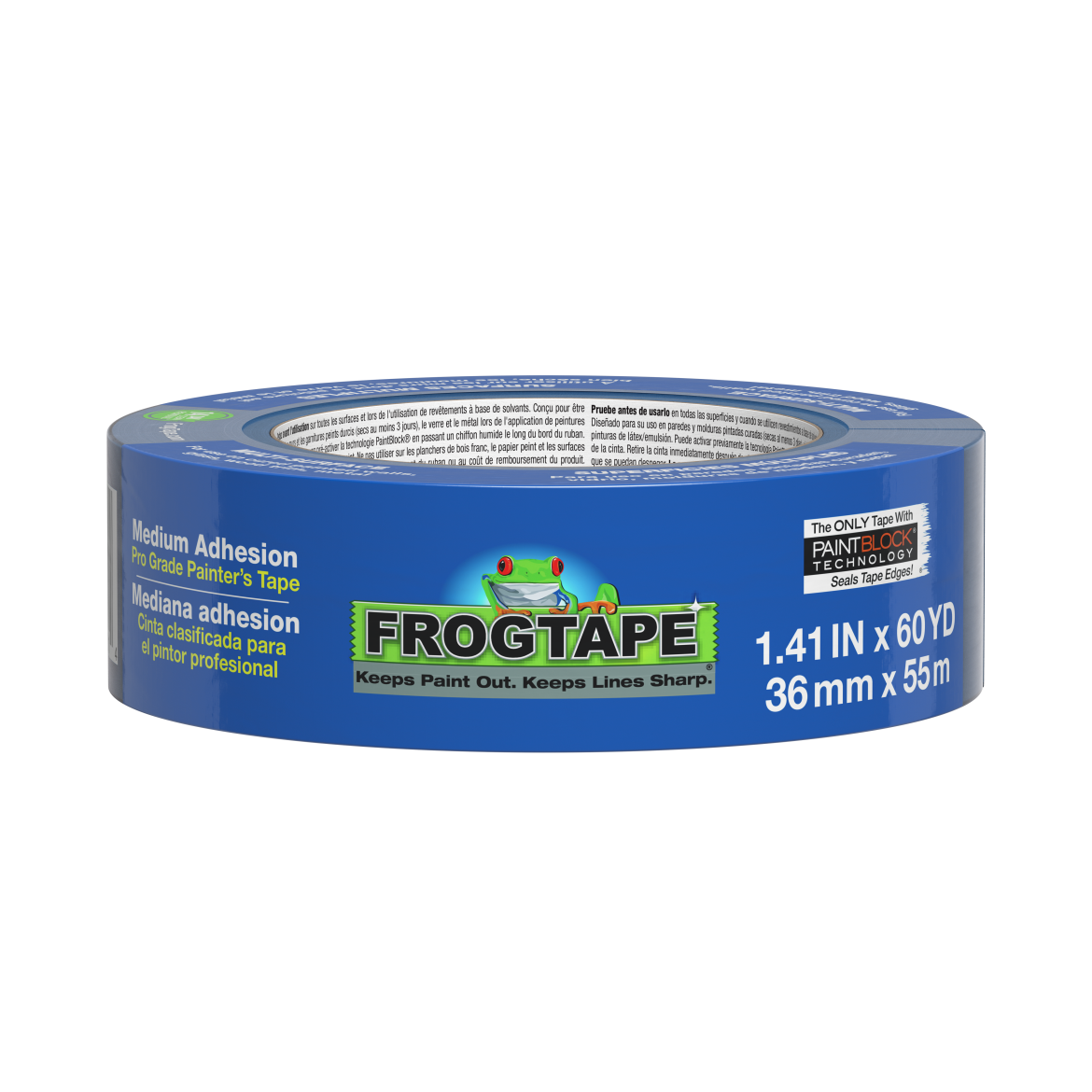FrogTape Pro Grade Blue Painter's Tape 1.41 in x 60 yd with PaintBlock Technology