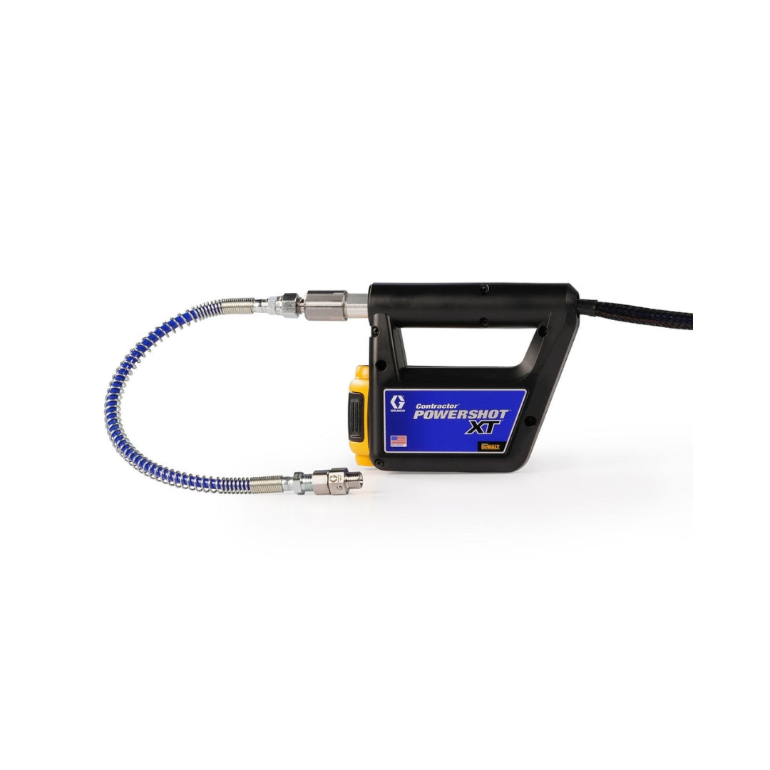 Flexible whip hose on Graco PowerShot XT spray gun