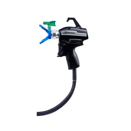 Close-up of Graco Ultra QuickShot II professional airless spray gun for cabinet finishing