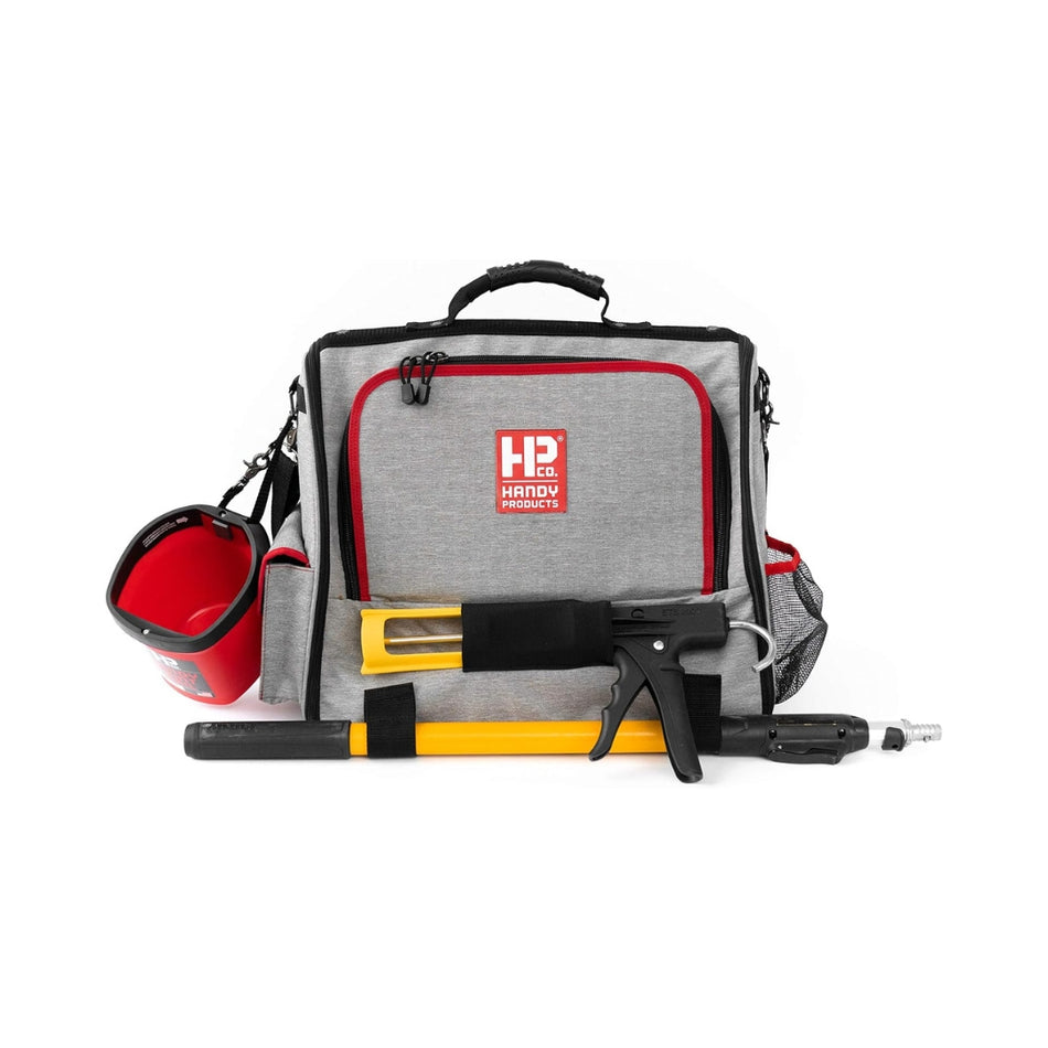Handy Products 8200-DLX Handy Painters Tool Bag Deluxe – front view showing durable water-resistant design with red trim.