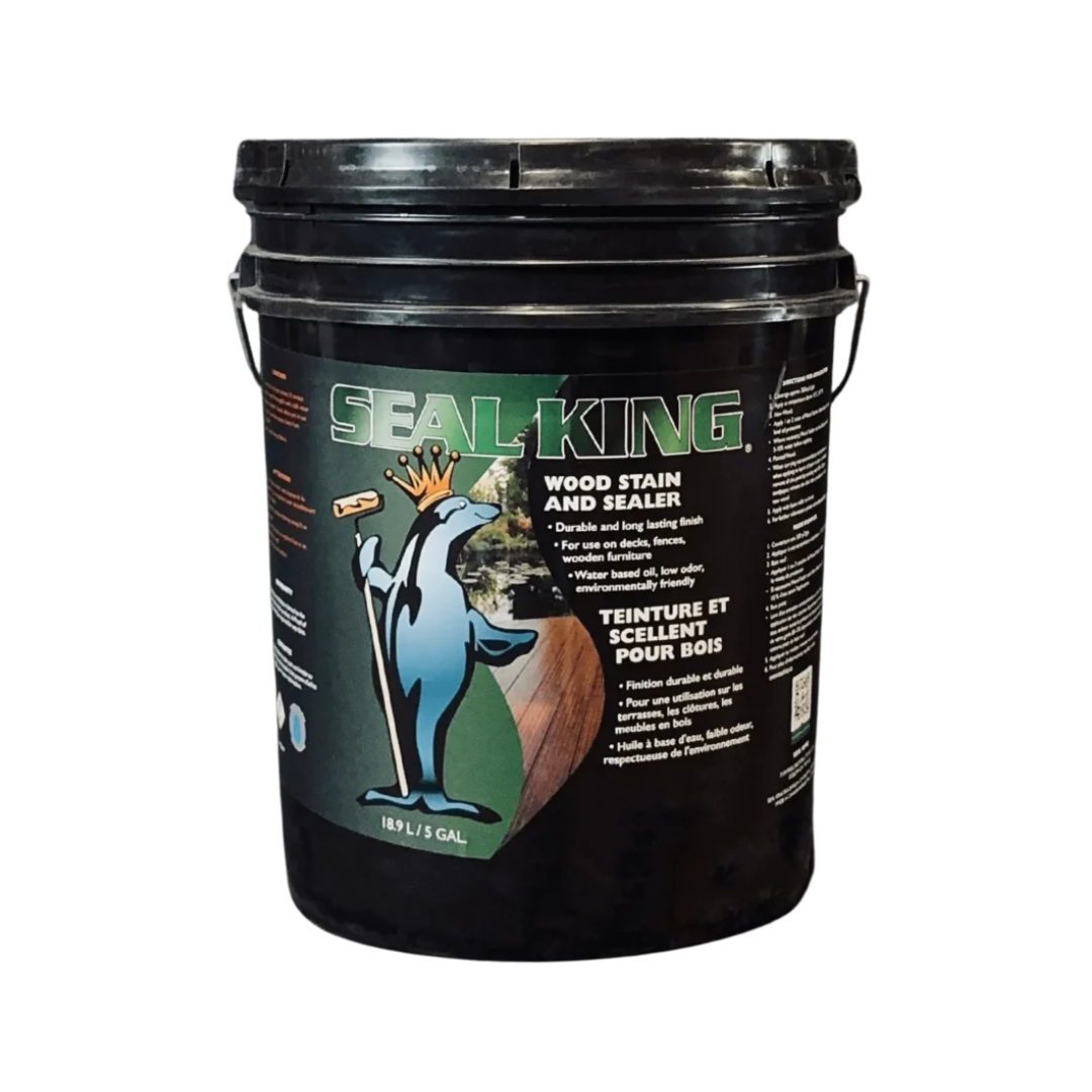 A Pail of Seal King Wood and Stain Sealer.