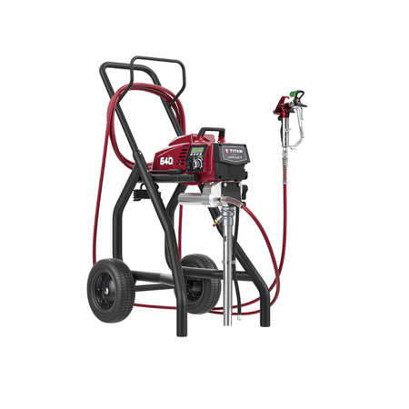 Titan Impact 640I airless paint sprayer High Rider cart with RX-Pro spray gun and hose