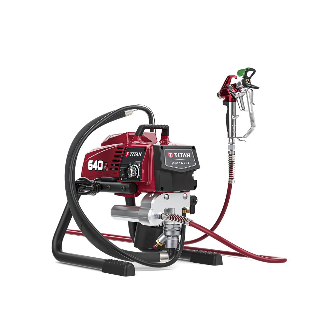 Titan Impact 640I IntelliSync airless paint sprayer skid with DigiTrac display and RX-Pro spray gun