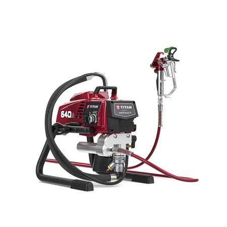 Titan Impact 640I IntelliSync airless paint sprayer skid with DigiTrac display and RX-Pro spray gun