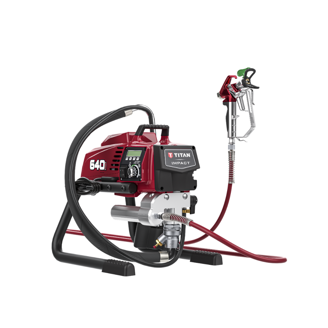 Titan Impact 640IA IntelliSync airless paint sprayer skid with ActivGuard GPS and RX-Pro spray gun