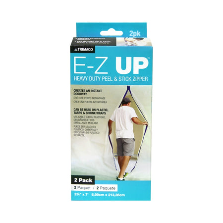 Trimaco E-Z Up peel and stick zipper 2 pack for dust barrier doorway