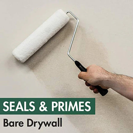 Rolling wallcovering primer on drywall surface