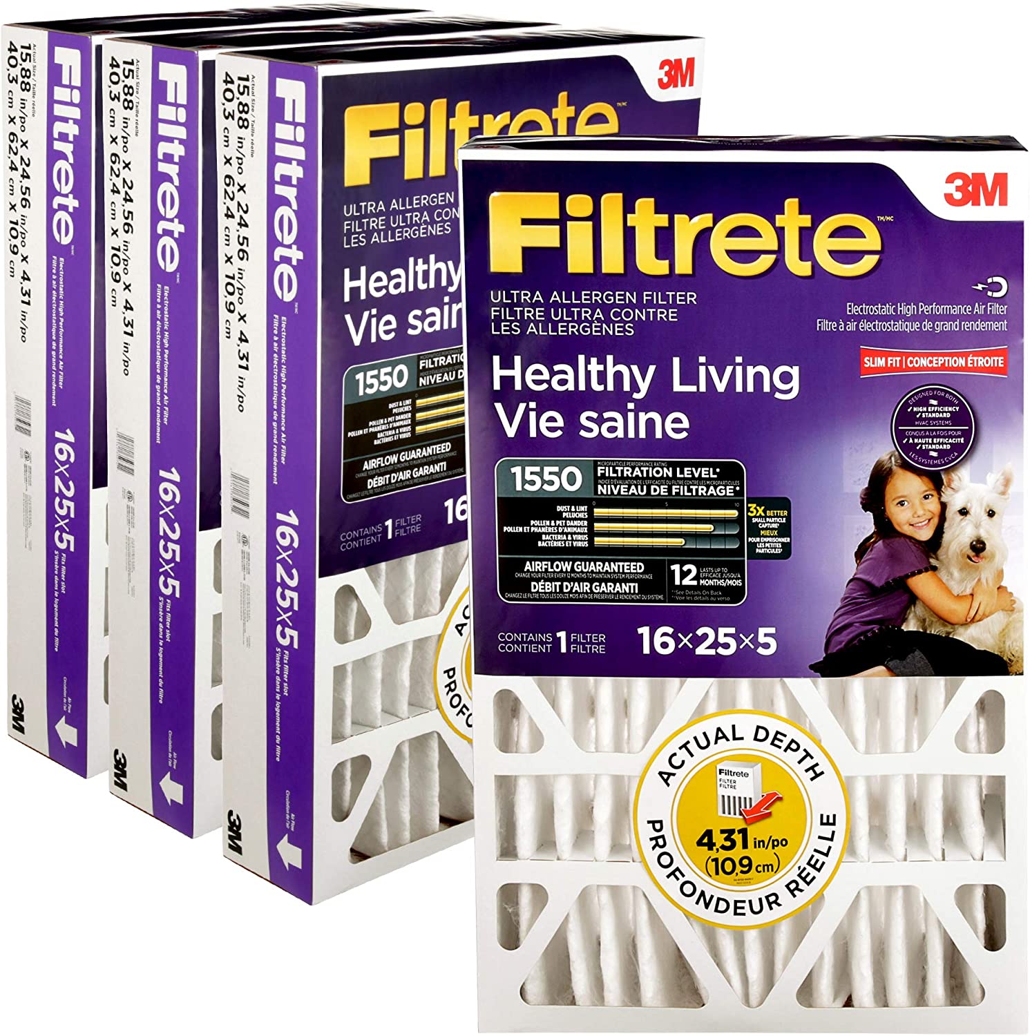 Filtrete 16x25x5 Furnace Filter - 4-Pack | 3M