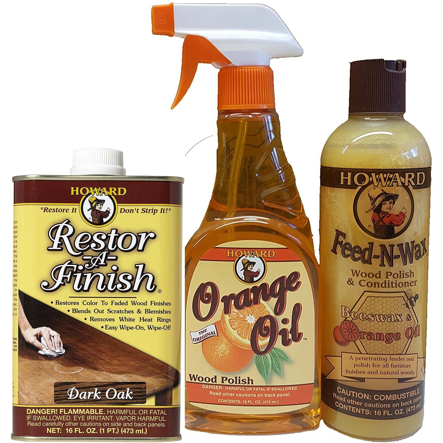 Howard Complete Wood Restoration Kit, Clean, Protect, and Restore Wood Finishes, Wood Floors, Kitchen Cabinets, Wood Furniture - The Paint People