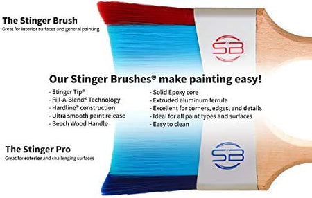 Stinger Brush - Professional Paint Brush with Fill-A-Blend Technology, Angle Brush with Stinger Tip for Cutting in, Edges, Trim, and Walls - The Paint People